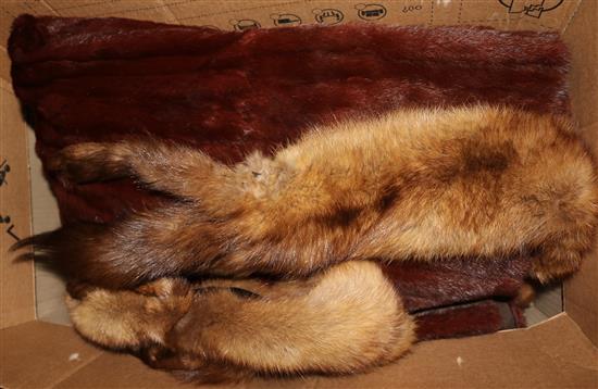 Squirrel coat, mink stole, fox cape, etc